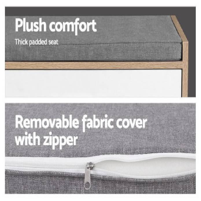 Artiss Shoe Cabinet Bench Shoes Storage Organiser Rack Fabric Seat Wooden Cupboard Up to 8 pairs