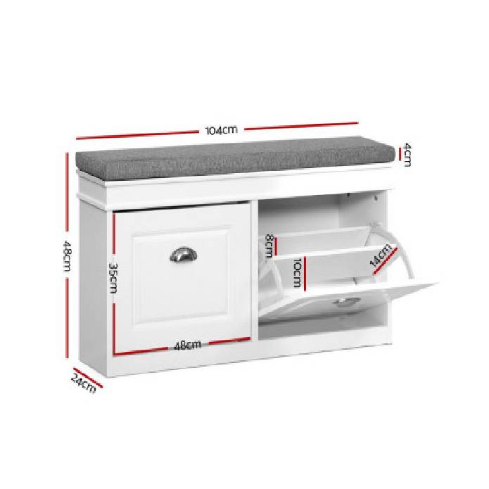 Shoe Cabinet Bench Shoes Storage Rack Organiser Drawer White Shelf 12 Pairs Box