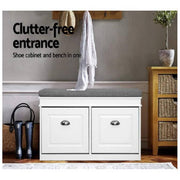 Shoe Cabinet Bench Shoes Storage Rack Organiser Drawer White Shelf 12 Pairs Box