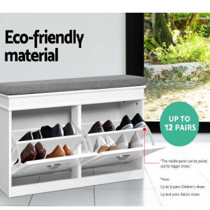 Shoe Cabinet Bench Shoes Storage Rack Organiser Drawer White Shelf 12 Pairs Box