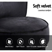Artiss Velvet Vanity Stool Backrest Stools Dressing Table Chair Makeup Bedroom Black