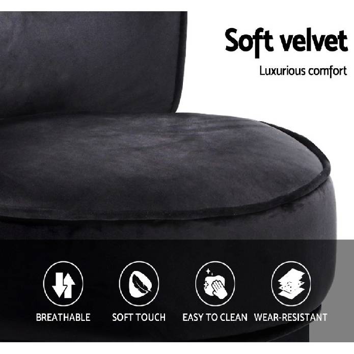 Artiss Velvet Vanity Stool Backrest Stools Dressing Table Chair Makeup Bedroom Black