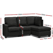 Artiss Sofa Lounge Set 4 Seater Modular Chaise Chair Couch Fabric Dark Grey