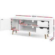 Artiss TV Cabinet Entertainment Unit Stand Wooden Scandinavian 120cm White