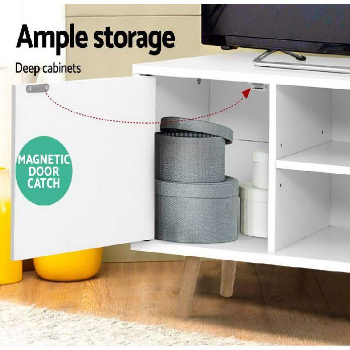 Artiss TV Cabinet Entertainment Unit Stand Wooden Scandinavian 120cm White