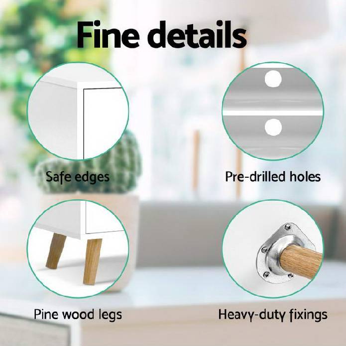 Artiss TV Cabinet Entertainment Unit Stand Wooden Scandinavian 120cm White