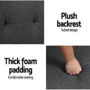 Artiss Linen Fabric 3 Seater Sofa Bed Recliner Lounge Couch Cup Holder Futon Dark Grey