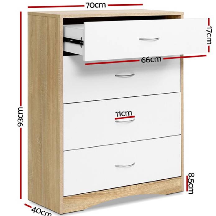 Artiss Chest of Drawers Tallboy Dresser Table Bedroom Storage White Wood Cabinet
