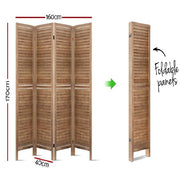 Artiss Room Divider Privacy Screen Foldable Partition Stand 4 Panel Brown