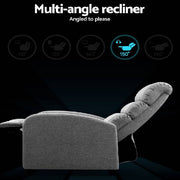 Artiss Luxury Recliner Chair Chairs Lounge Armchair Sofa Fabric Cover Grey