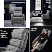 Artiss Luxury Recliner Chair Chairs Lounge Armchair Sofa Fabric Cover Grey