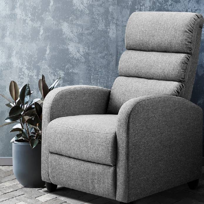 Artiss Luxury Recliner Chair Chairs Lounge Armchair Sofa Fabric Cover Grey