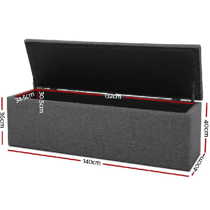 Artiss Storage Ottoman Blanket Box Linen Foot Stool Rest Chest Couch Grey