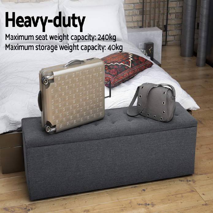 Artiss Storage Ottoman Blanket Box Linen Foot Stool Rest Chest Couch Grey