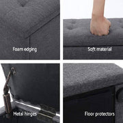 Artiss Storage Ottoman Blanket Box Linen Foot Stool Rest Chest Couch Grey