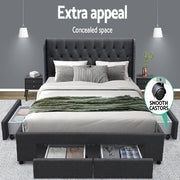 Artiss King Size Bed Frame Base Mattress With Storage Drawer MILA Charcoal