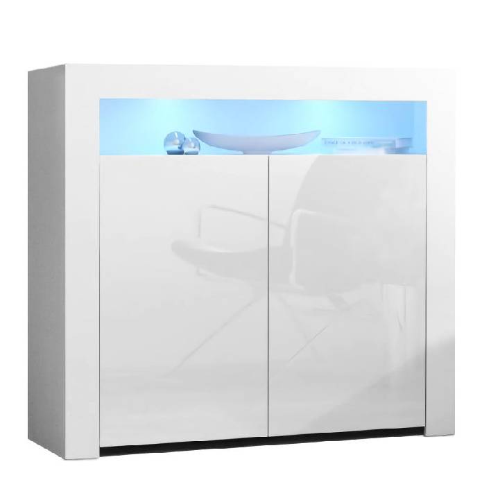 Artiss Buffet Sideboard Cabinet LED High Gloss Storage Cupboard 2 Doors White