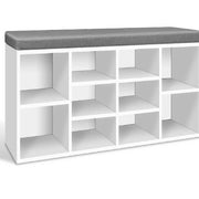 Artiss Fabric Shoe Bench with Storage Cubes - White