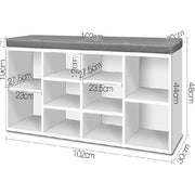 Artiss Fabric Shoe Bench with Storage Cubes - White