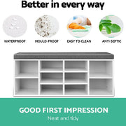 Artiss Fabric Shoe Bench with Storage Cubes - White