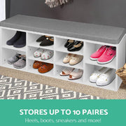 Artiss Fabric Shoe Bench with Storage Cubes - White