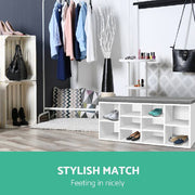Artiss Fabric Shoe Bench with Storage Cubes - White