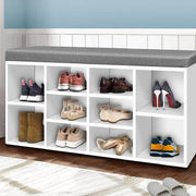 Artiss Fabric Shoe Bench with Storage Cubes - White