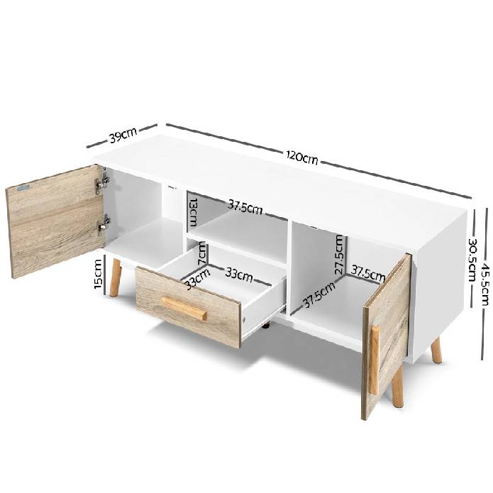 Artiss Wooden Entertainment Unit - White & Wood
