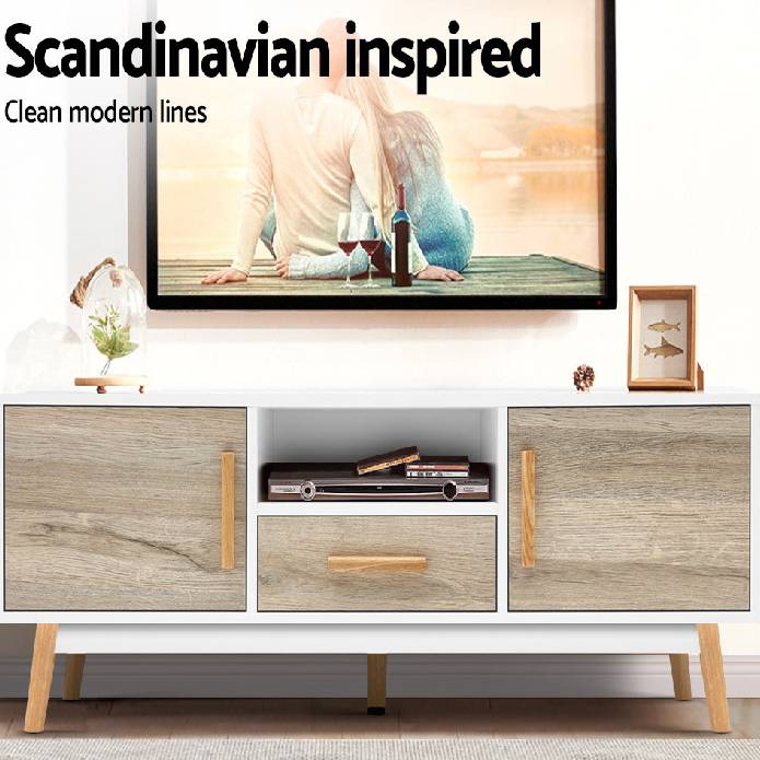 Artiss Wooden Entertainment Unit - White & Wood