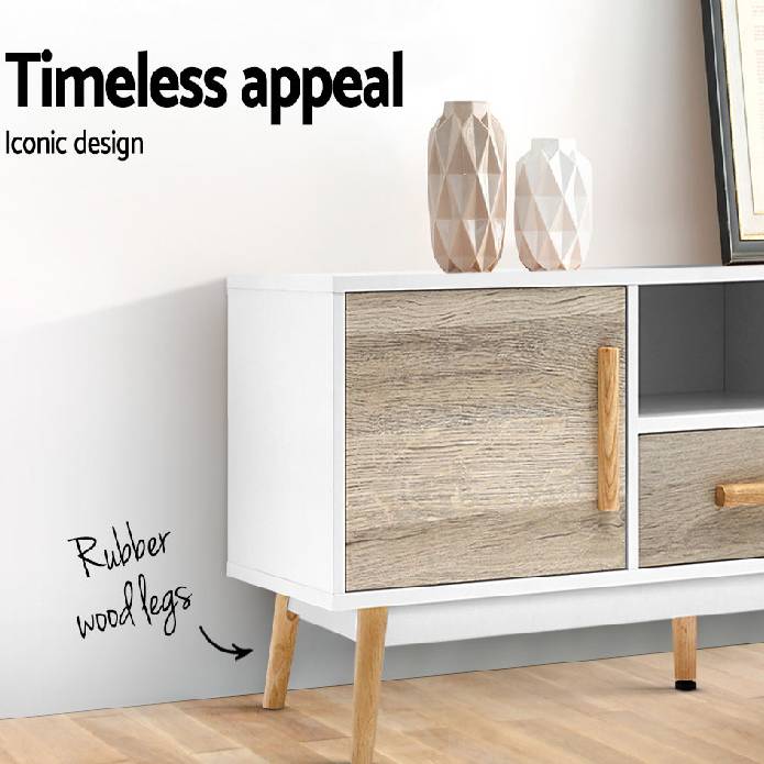 Artiss Wooden Entertainment Unit - White & Wood