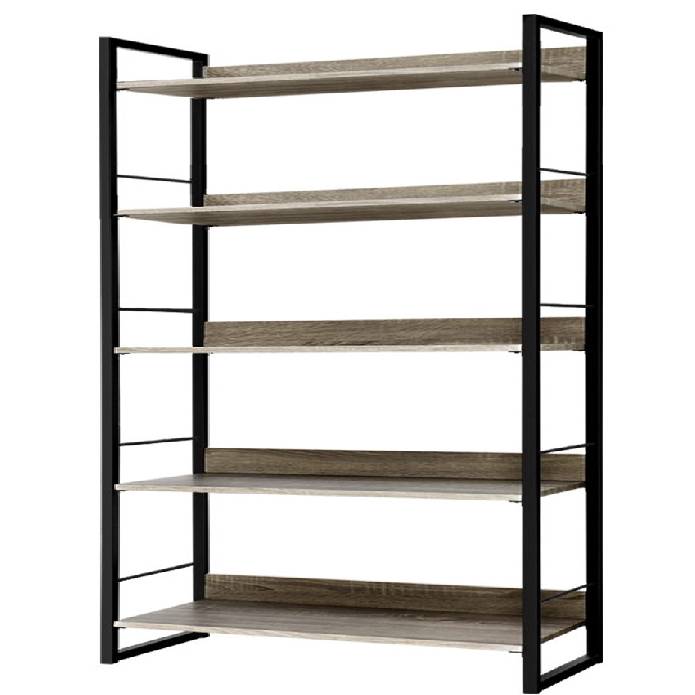 Artiss Bookshelf Wooden Display Shelves Bookcase Shelf Storage Metal Wall Black