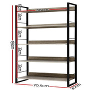 Artiss Bookshelf Wooden Display Shelves Bookcase Shelf Storage Metal Wall Black