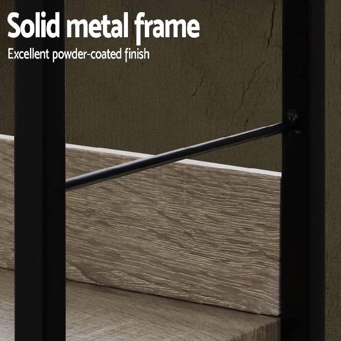 Artiss Bookshelf Wooden Display Shelves Bookcase Shelf Storage Metal Wall Black