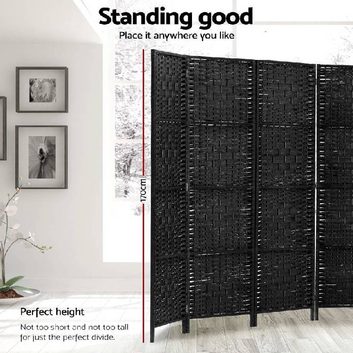 Artiss Room Divider 8 Panel Dividers Privacy Screen Rattan Wooden Stand