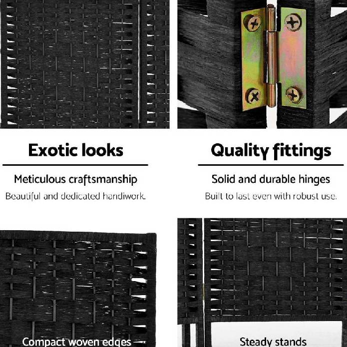 Artiss Room Divider 8 Panel Dividers Privacy Screen Rattan Wooden Stand