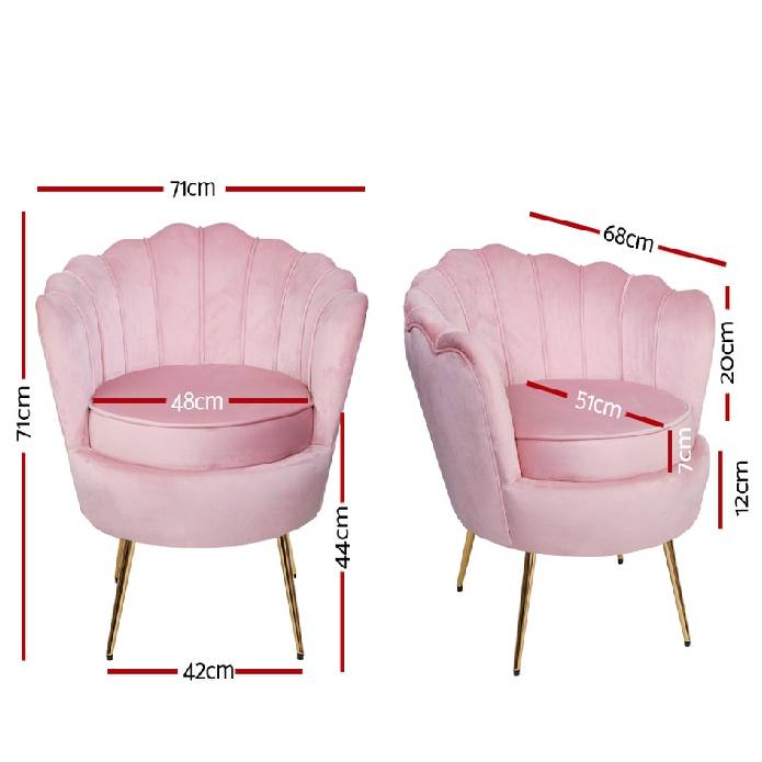 Artiss Armchair Lounge Chair Accent Armchairs Retro Lounge Accent Chair Single Sofa Velvet Shell Back Sea