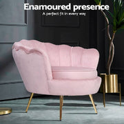 Artiss Armchair Lounge Chair Accent Armchairs Retro Lounge Accent Chair Single Sofa Velvet Shell Back Sea