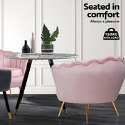 Artiss Armchair Lounge Chair Accent Armchairs Retro Lounge Accent Chair Single Sofa Velvet Shell Back Sea