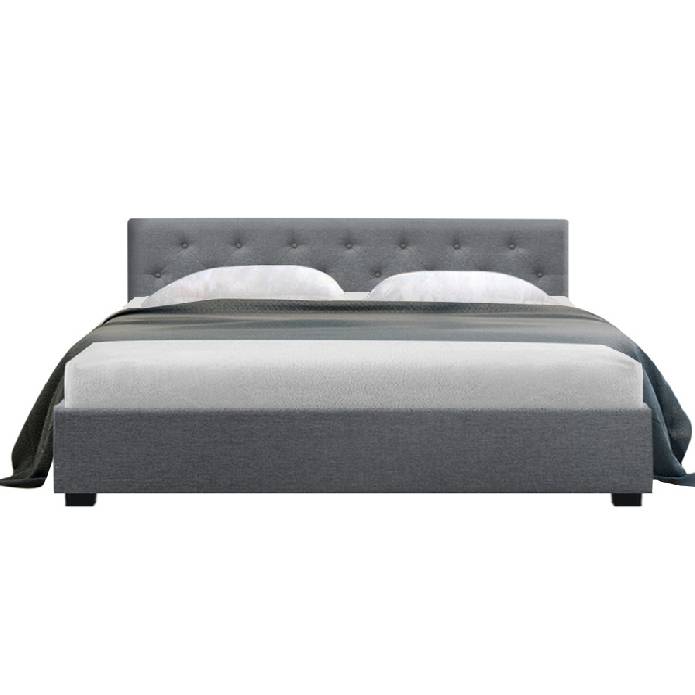 Artiss Queen Size Gas Lift Bed Frame Base With Storage Mattress VILA Grey