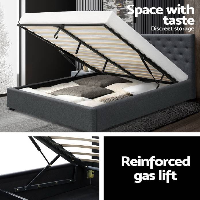 Fabric Gas Lift Storage Bed Frame