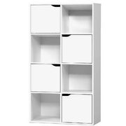 Artiss Display Shelf 8 Cube Storage 4 Door Cabinet Organiser Bookshelf Unit White