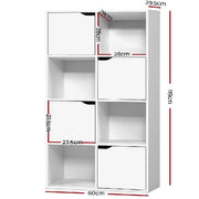 Artiss Display Shelf 8 Cube Storage 4 Door Cabinet Organiser Bookshelf Unit White