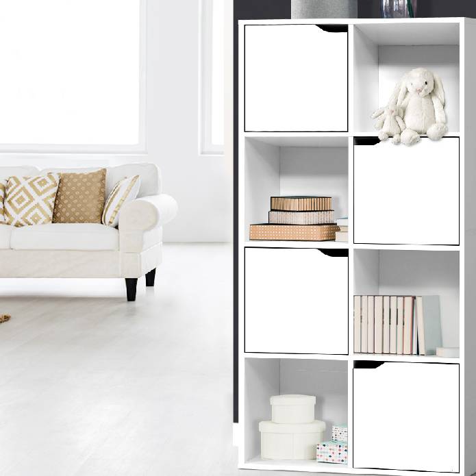 Artiss Display Shelf 8 Cube Storage 4 Door Cabinet Organiser Bookshelf Unit White