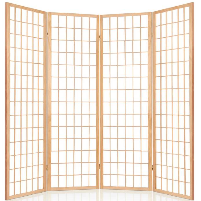Artiss 4 Panel Wooden Room Divider Natural