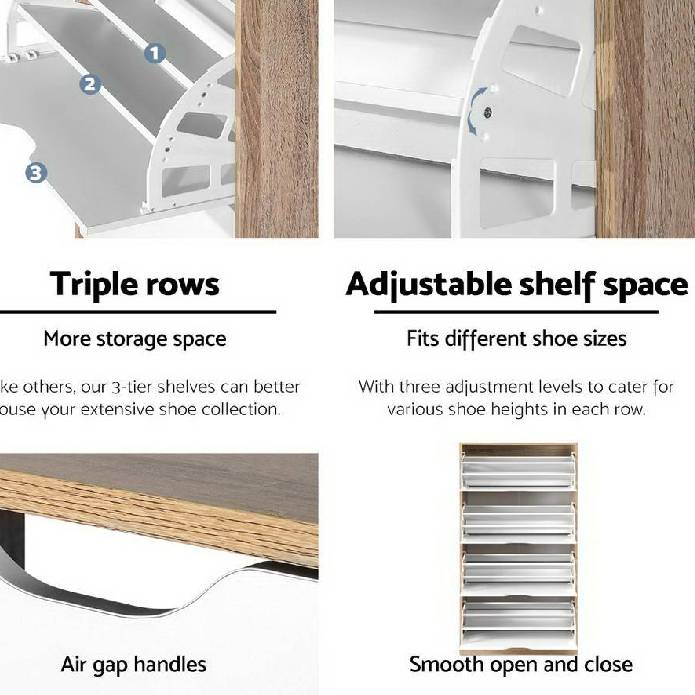 Artiss 48 Pairs Shoe Cabinet Rack Organiser Storage Shelf Wooden