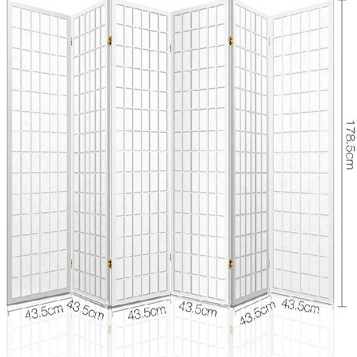 Artiss 6 Panel Room Divider Privacy Screen Foldable Pine Wood Stand White