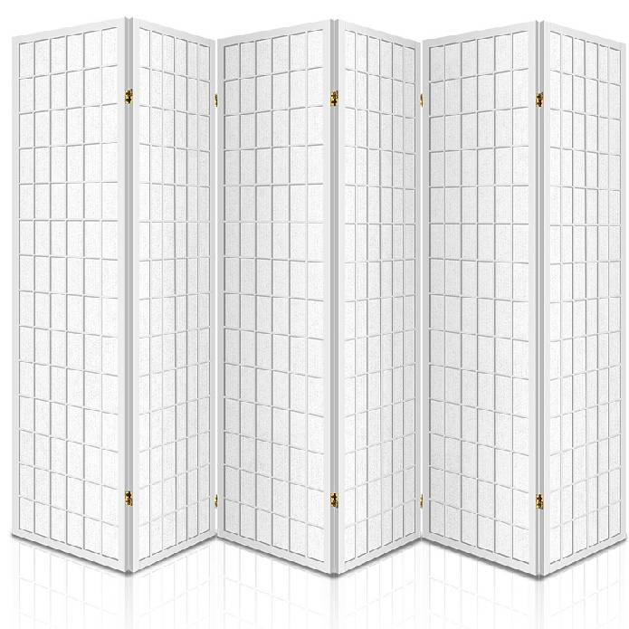 Artiss 6 Panel Room Divider Privacy Screen Foldable Pine Wood Stand White
