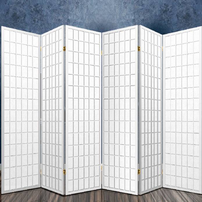 Artiss 6 Panel Room Divider Privacy Screen Foldable Pine Wood Stand White