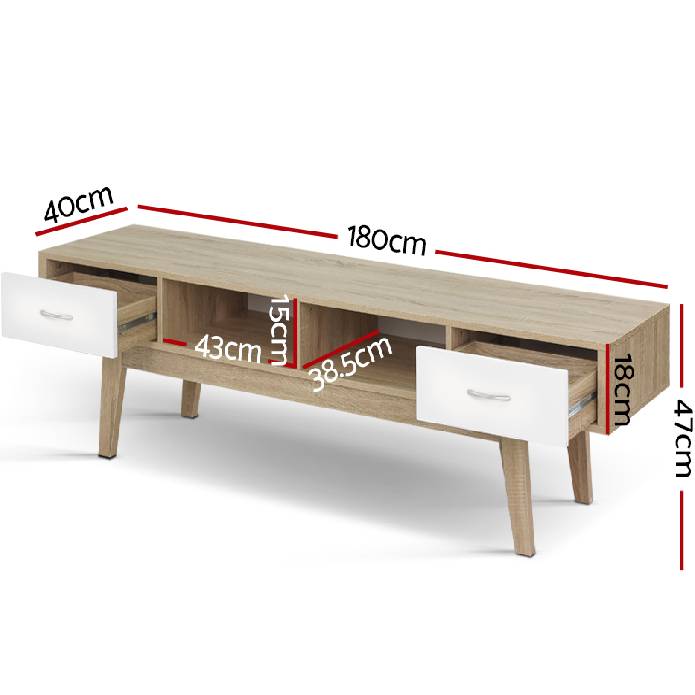Artiss TV Cabinet Entertainment Unit Stand Storage Drawer Scandinavian 180cm Oak