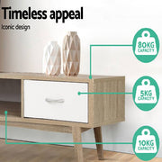 Artiss TV Cabinet Entertainment Unit Stand Storage Drawer Scandinavian 180cm Oak